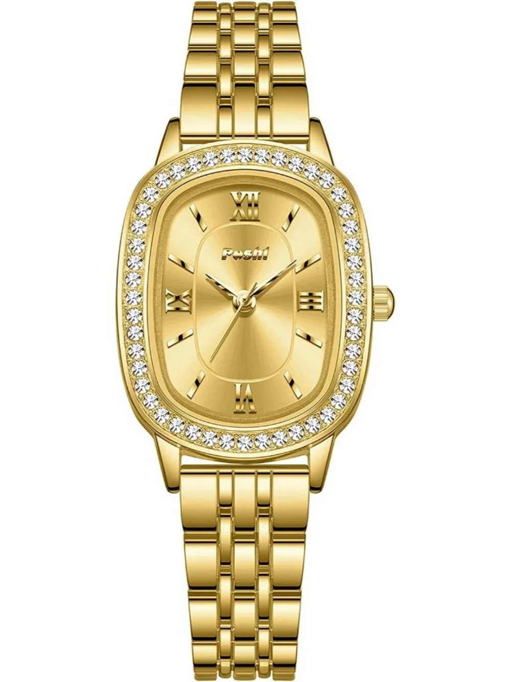 Women's Gold Waterproof Dainty Diamond Oval Analog Luxury Fashion Wrist Watches